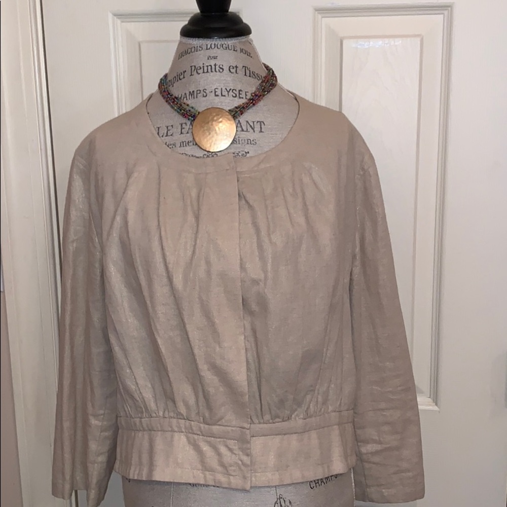 Light Beige Women's Collarless Jacket - Neutral Chic
